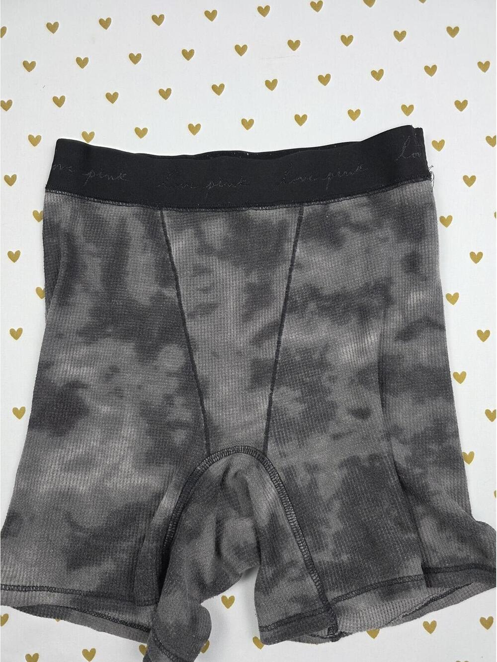Victorias Secret PINK Thermal Grey Tye Dye SM Sleep Shorts Boxers Pajama Bottoms
